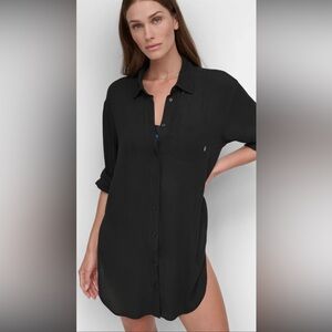DKNY Black V-Neck Blouse